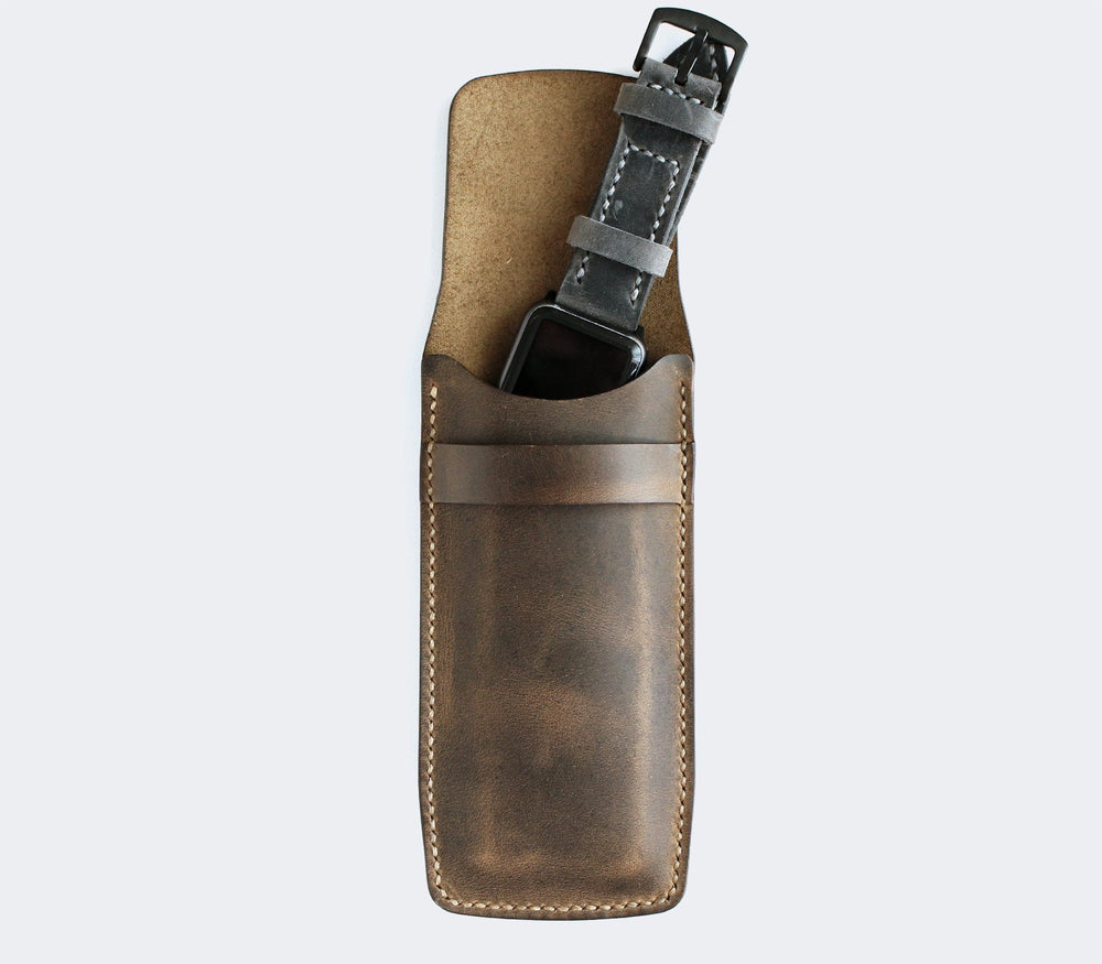 Handmade Flap Covered Leather Watch Case Green #MWS Options 1