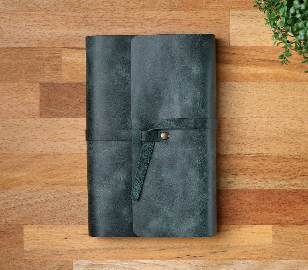 Handmade Leather Book Cover Emerald 