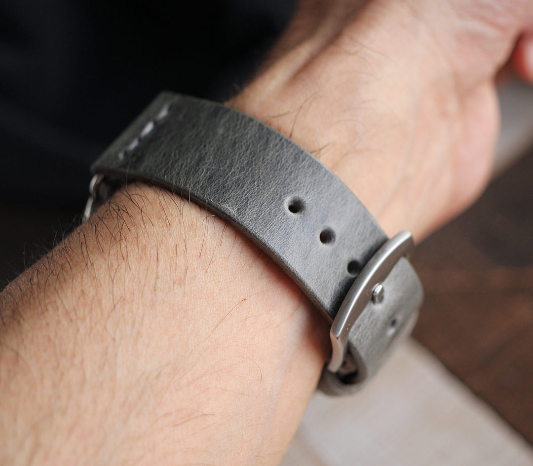 Leather Watch Strap - Antique Gray