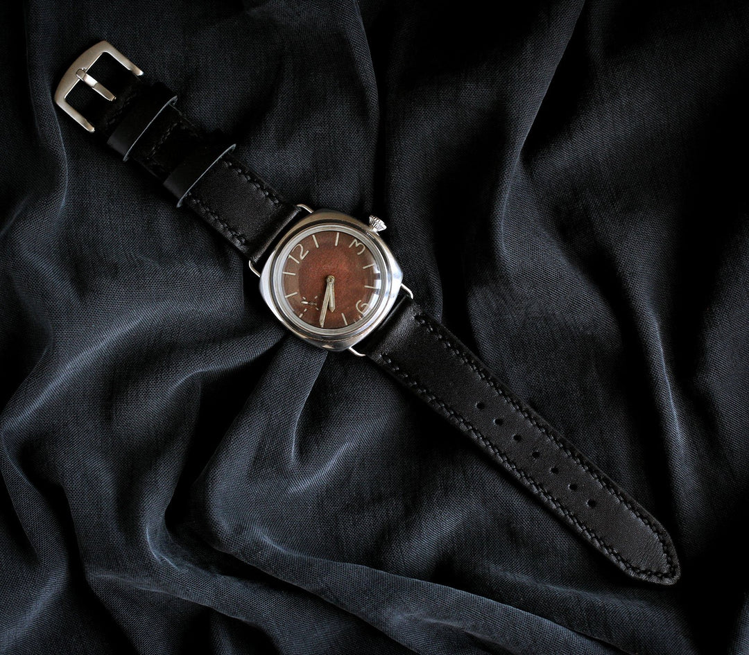 Custom Made Leather Watch Strap - Black