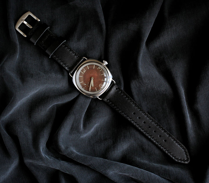 Custom Made Leather Watch Strap - Black