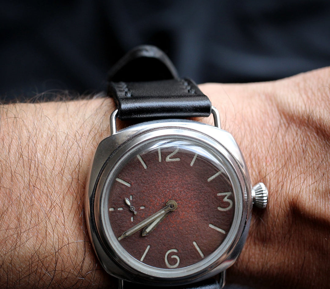 Custom Made Leather Watch Strap - Black