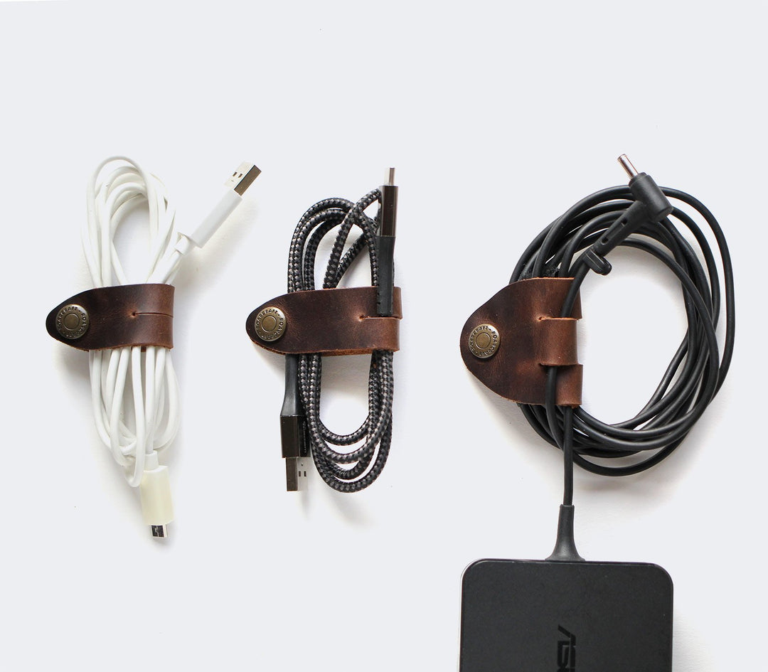 Leather Cable Organizer - Set of 3
