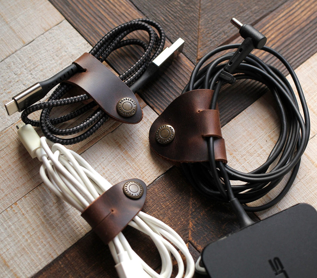 Leather Cable Organizer - Set of 3