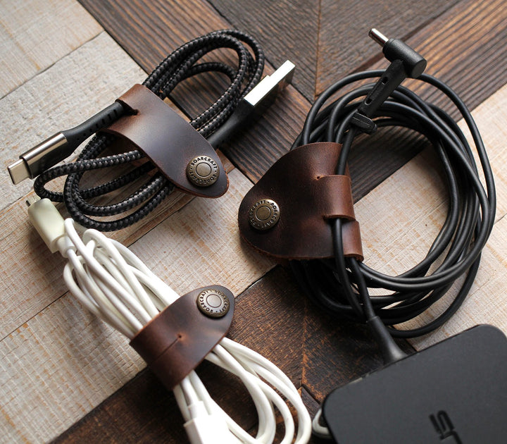 Leather Cable Organizer - Set of 3