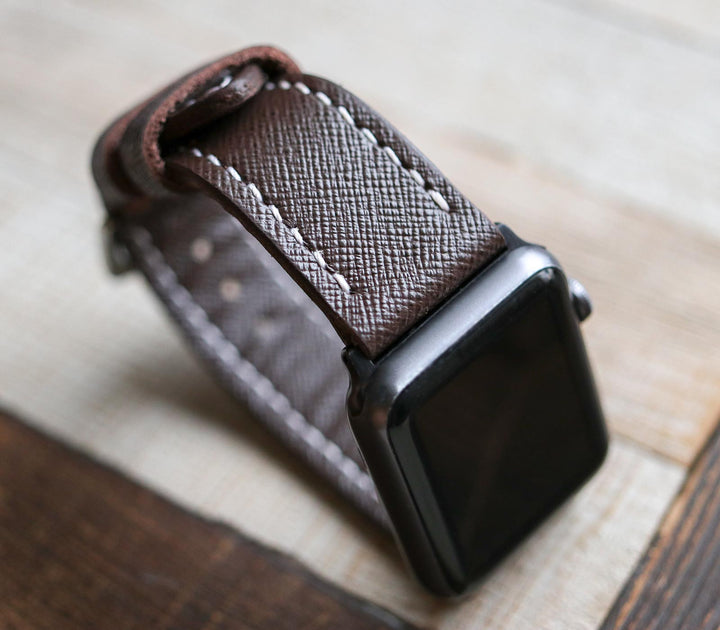 Custom Made Apple Watch Strap - Bitter Saffiano