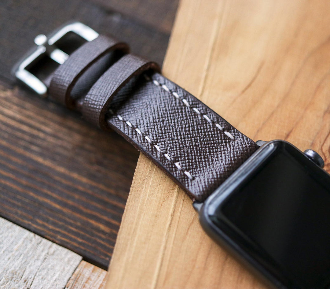Custom Made Apple Watch Strap - Bitter Saffiano