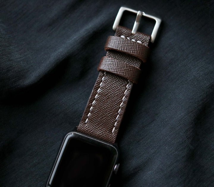 Custom Made Apple Watch Strap - Bitter Saffiano