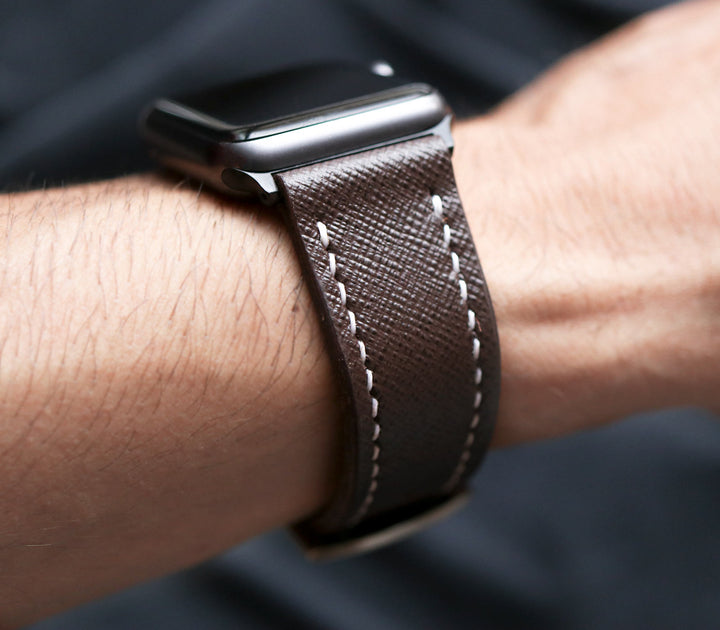 Custom Made Apple Watch Strap - Bitter Saffiano