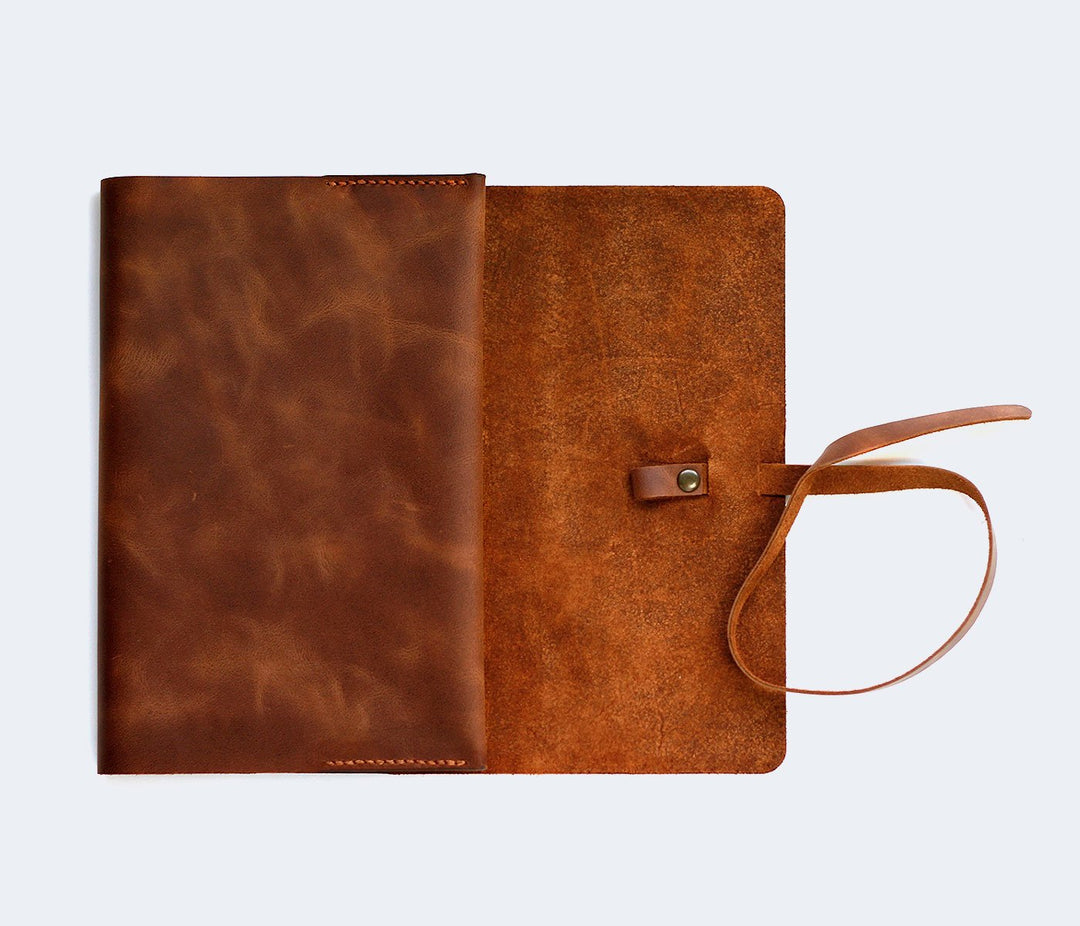 Handmade Leather Book Cover Tobacco 
