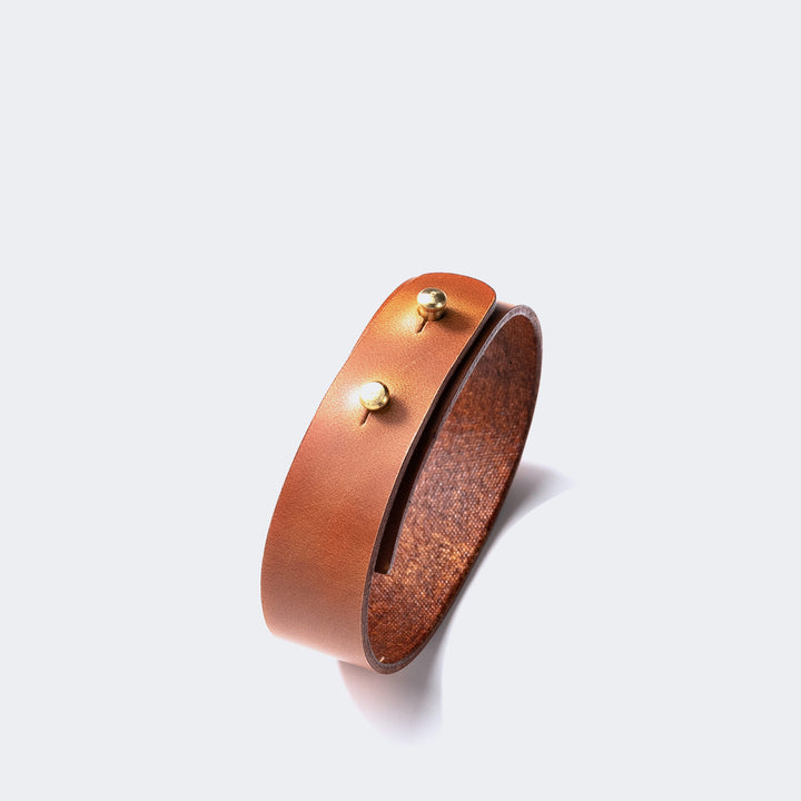Adjustable Minimalist Leather Bracelet Cognac