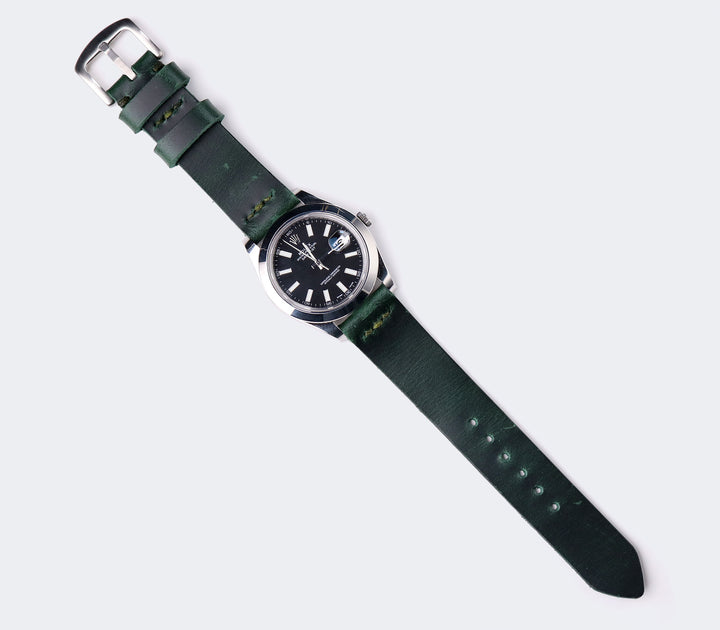 Leather Watch Strap - Forest Green