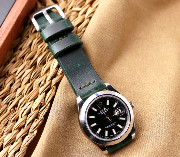 Leather Watch Strap - Forest Green