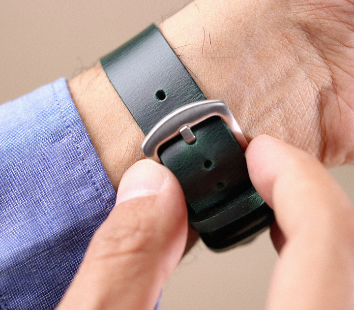 Leather Watch Strap - Forest Green
