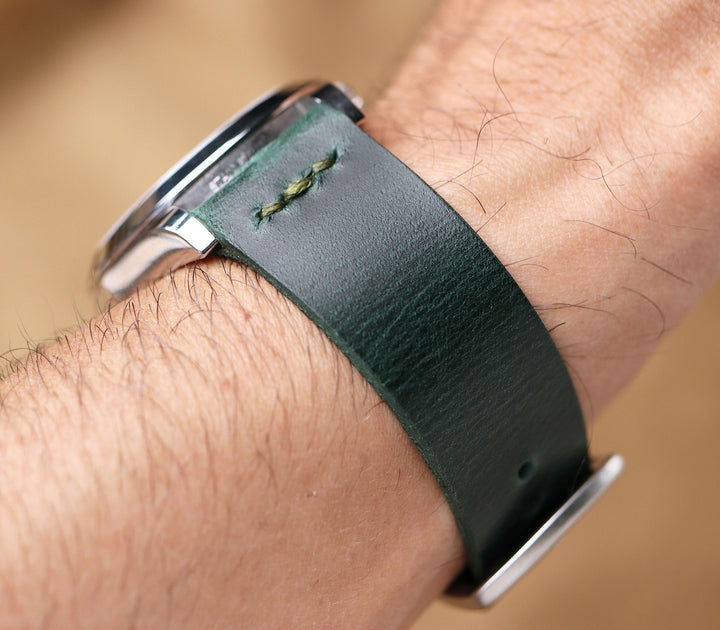 Leather Watch Strap - Forest Green