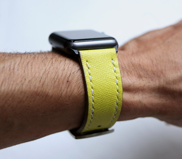 Custom Made Apple Watch Strap - Lime Saffiano