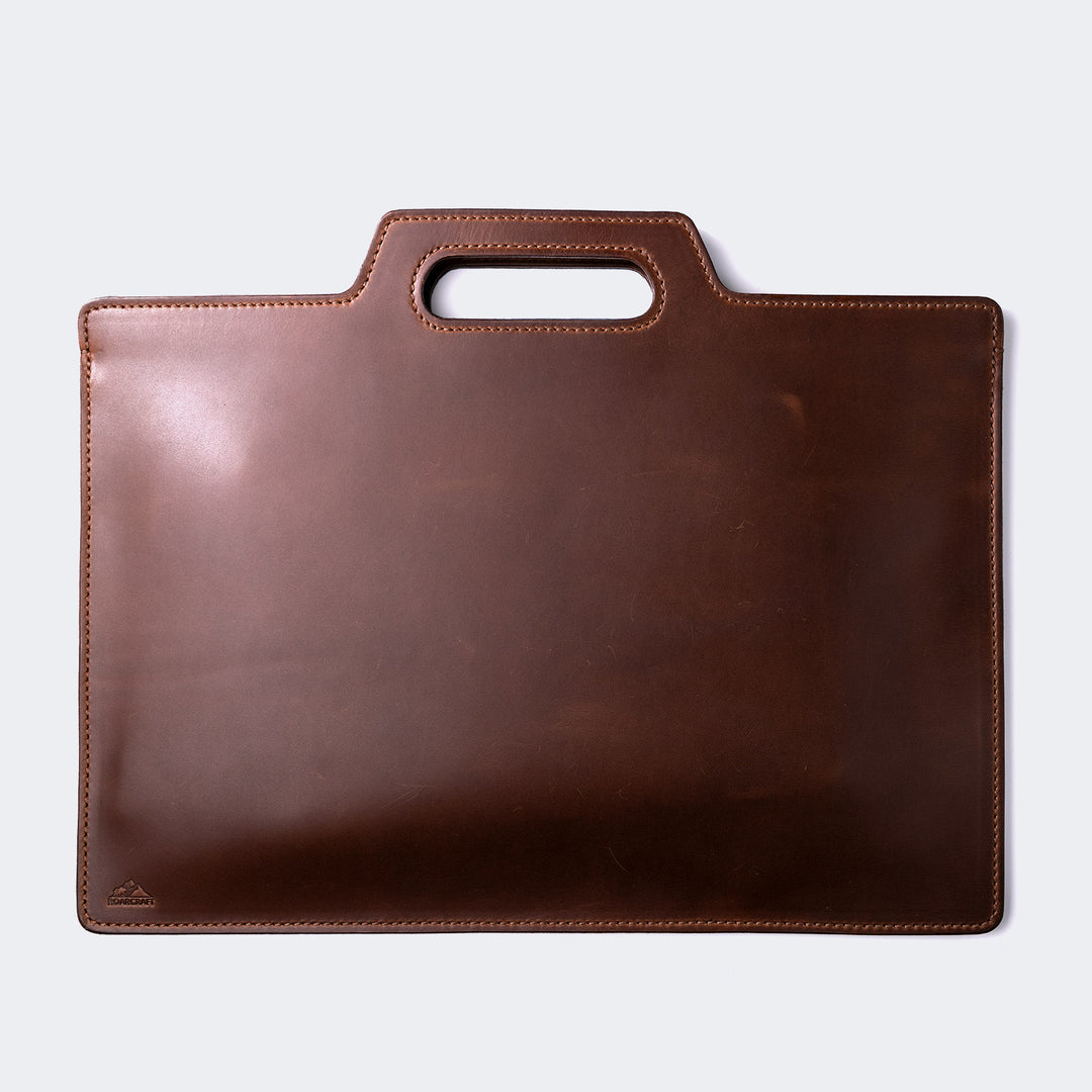 Flat Design Leather Portfolio Brown
