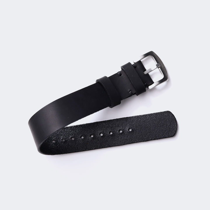 Military Style Leather Watch Strap - Black Default Title 