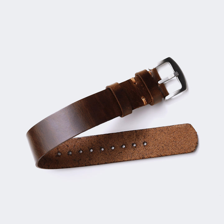 Military Style Leather Watch Strap - Antique Brown Default Title 