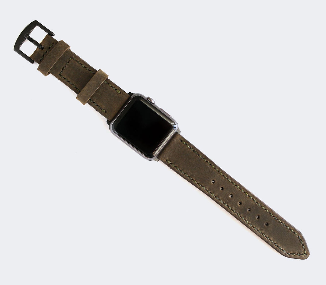 Custom Made Apple Watch Strap - Olive Green