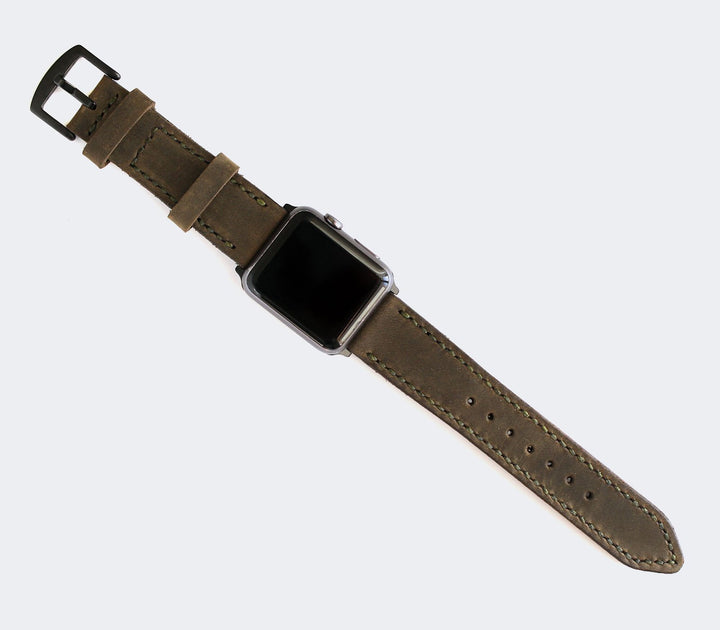 Custom Made Apple Watch Strap - Olive Green