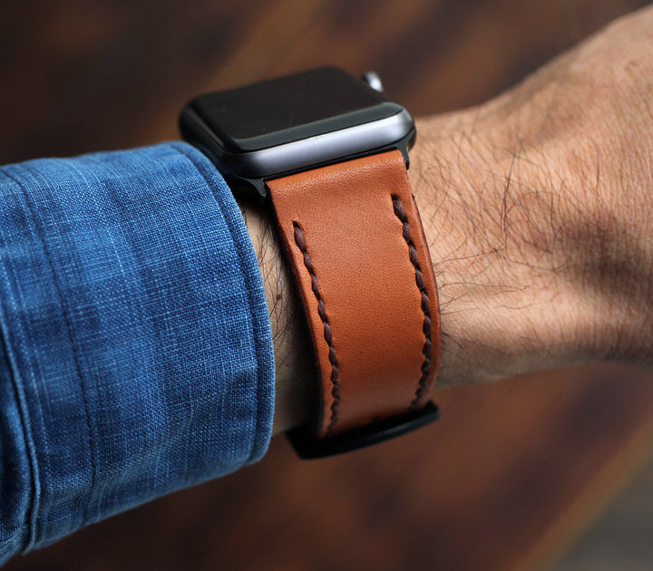 Custom Made Apple Watch Strap - Cognac