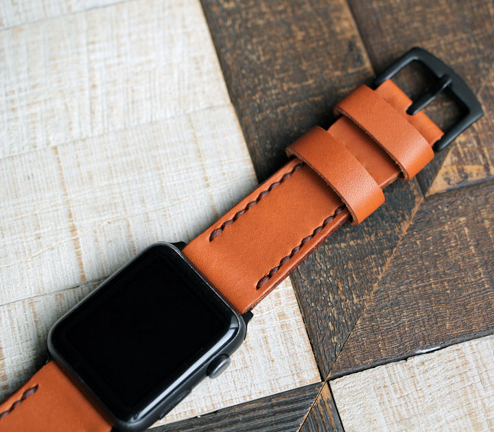 Custom Made Apple Watch Strap - Cognac