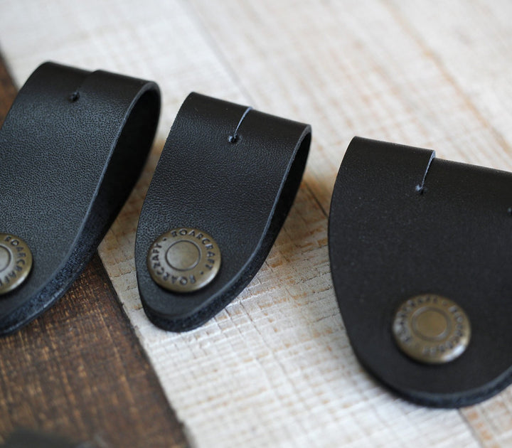 Leather Cable Organizer - Set of 3 Black