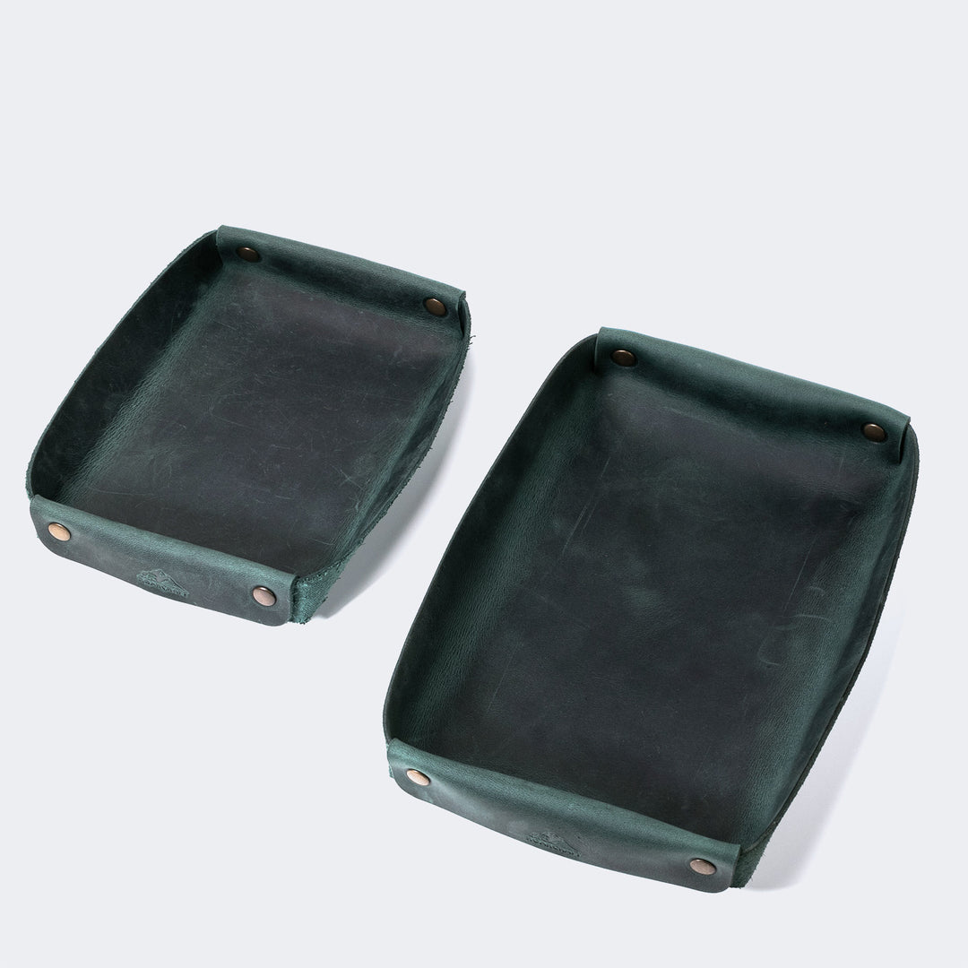 Leather Valet Tray Green