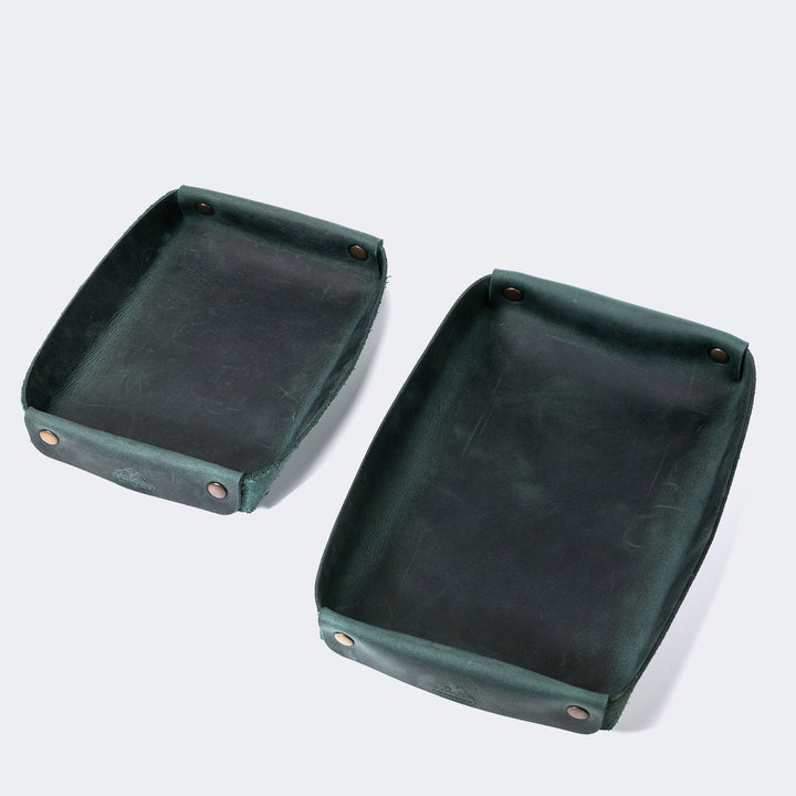 Leather Valet Tray Green