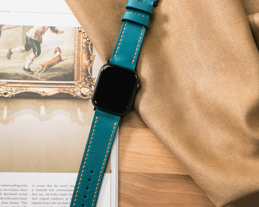 Custom Made VegTan Leather Watch Strap - Teal