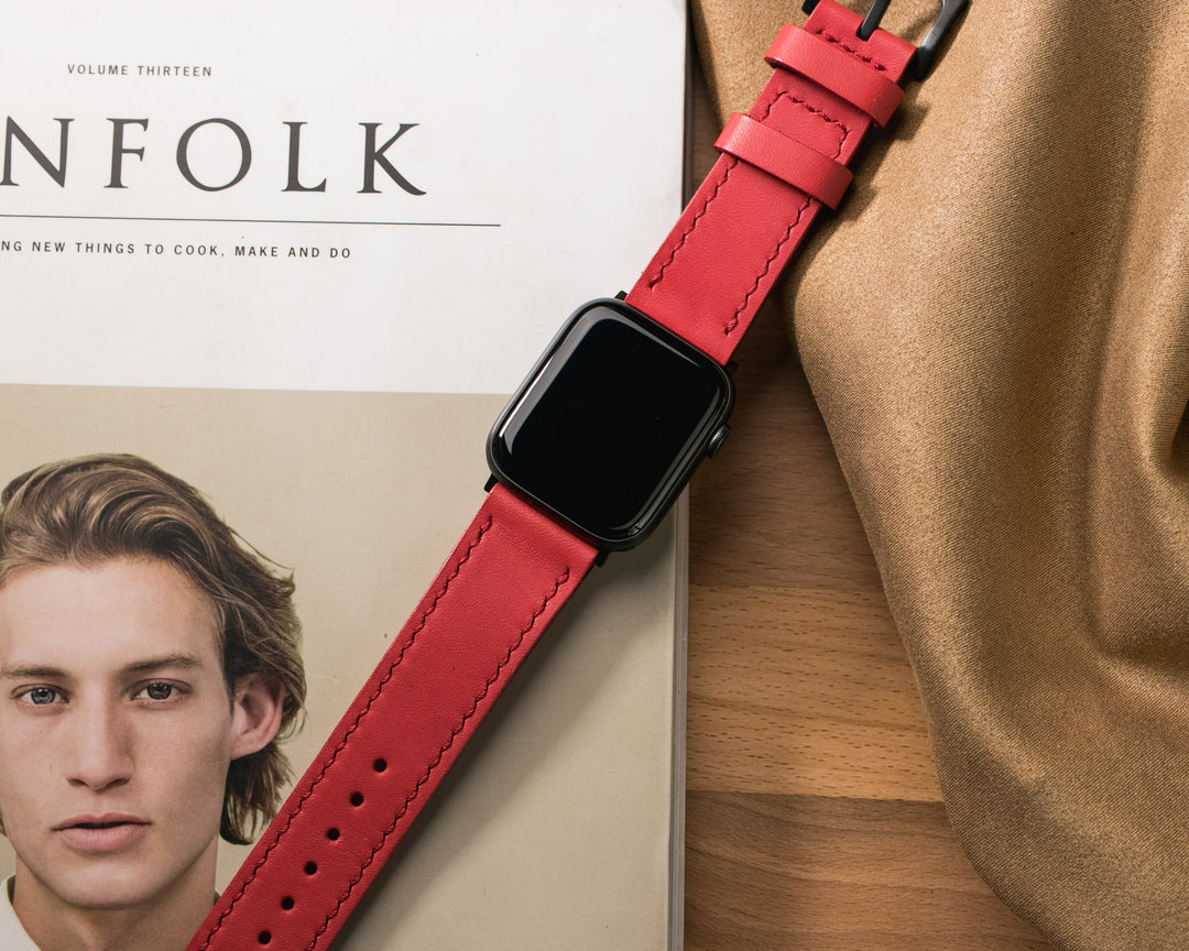 Custom Made VegTan Leather Watch Strap - Carmine