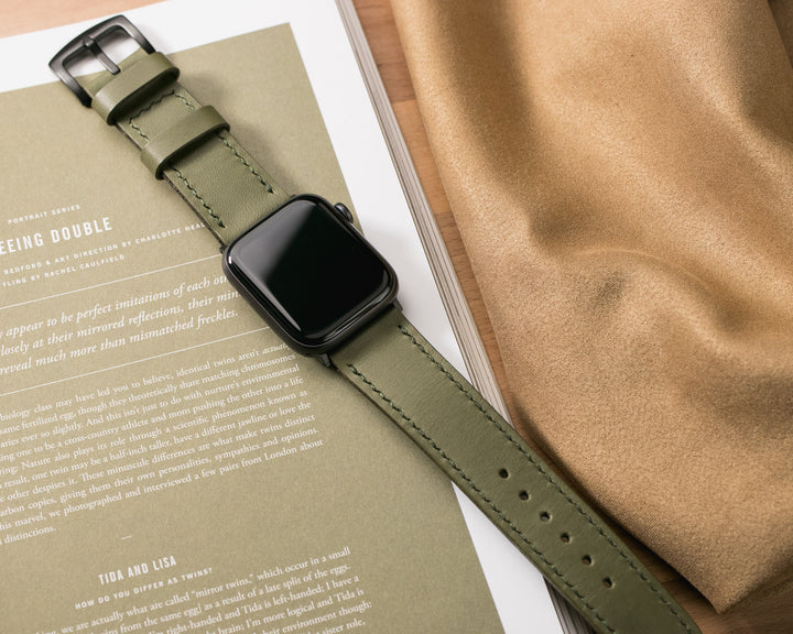 Custom Made VegTan Leather Watch Strap - Olive