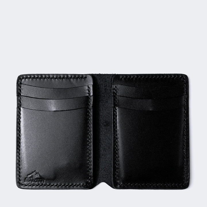 Vertical Bifold Leather Wallet - Laodikya Black