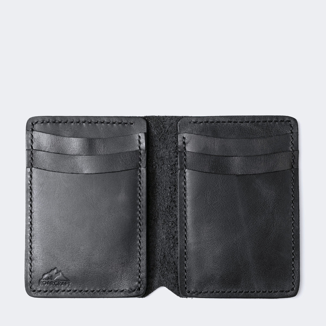 Vertical Bifold Leather Wallet - Laodikya Coal 