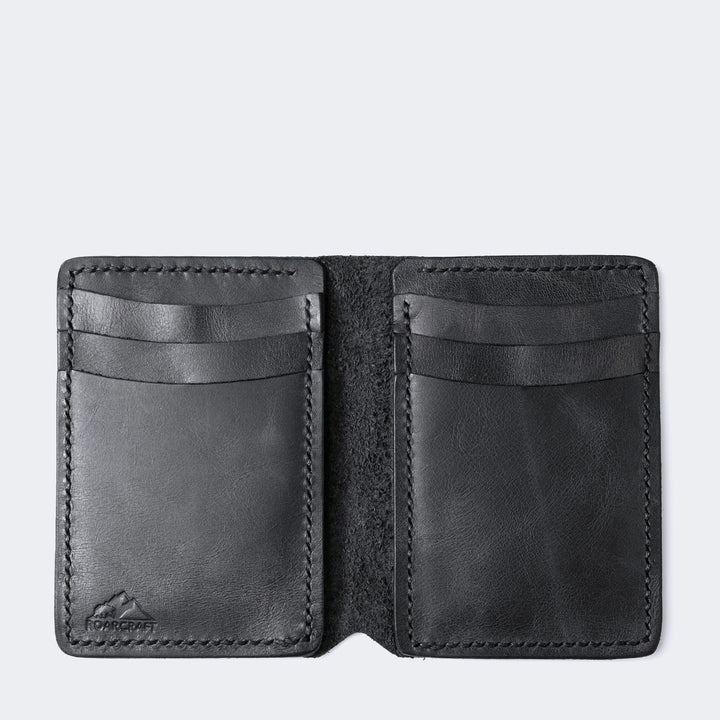 Vertical Bifold Leather Wallet - Laodikya Coal 
