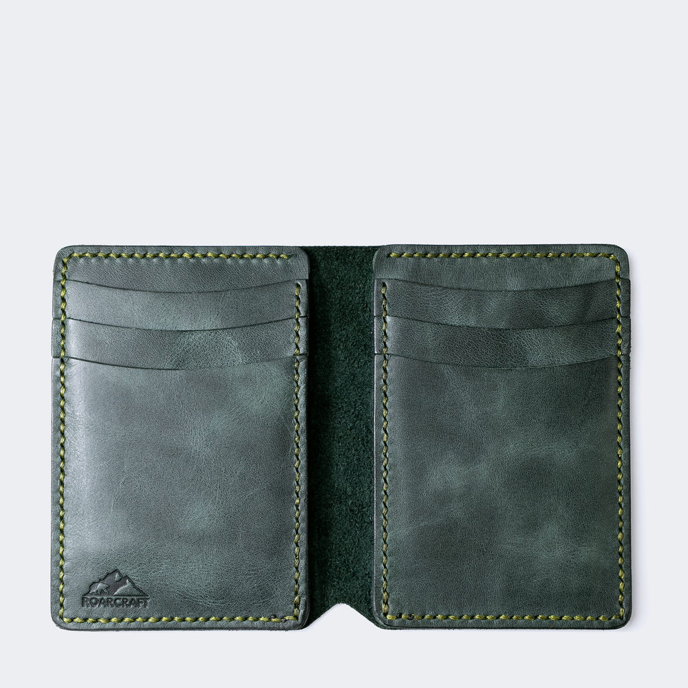 Vertical Bifold Leather Wallet - Laodikya Emerald #MWS Options 5