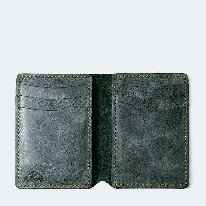 Vertical Bifold Leather Wallet - Laodikya Emerald 