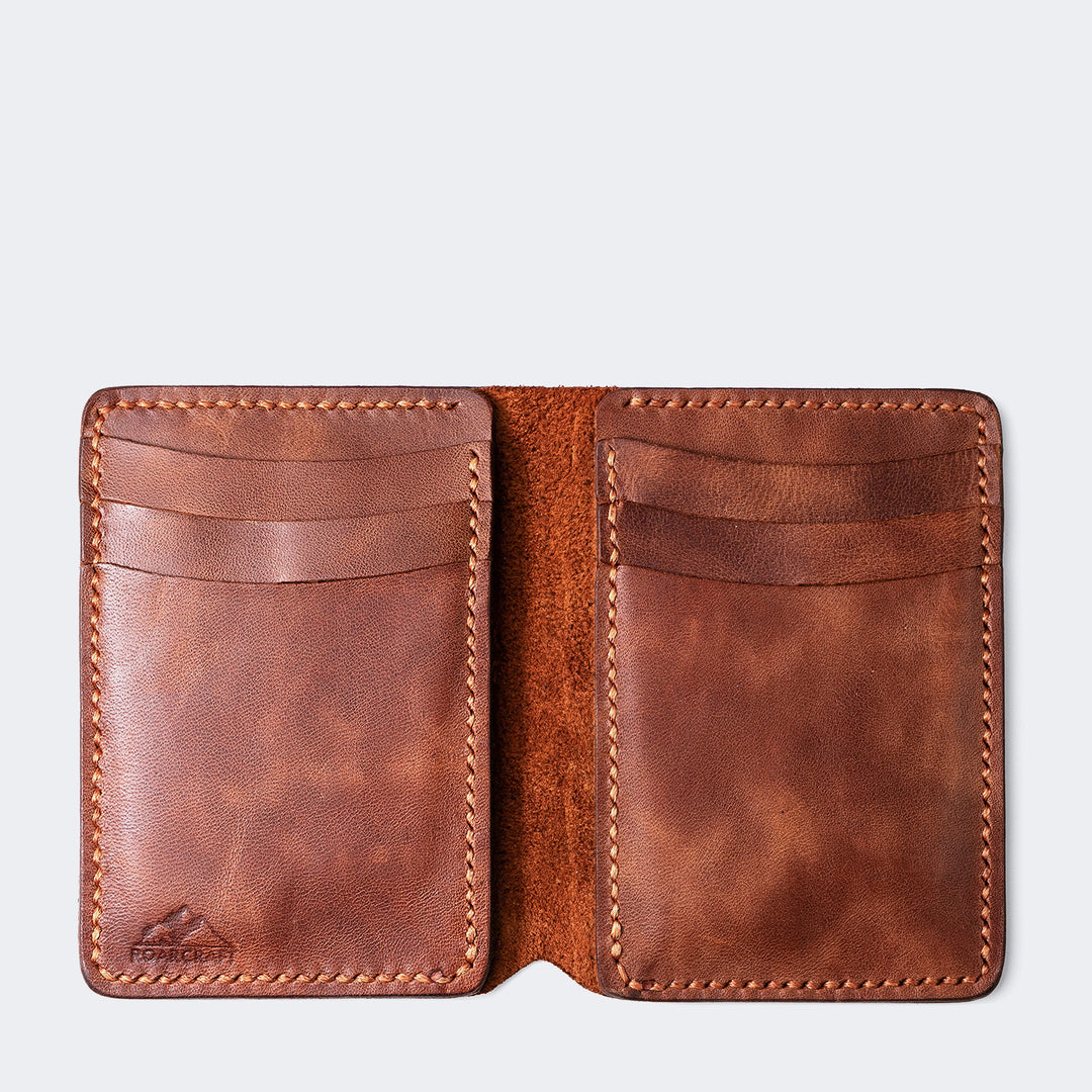 Vertical Bifold Leather Wallet - Laodikya Tobacco