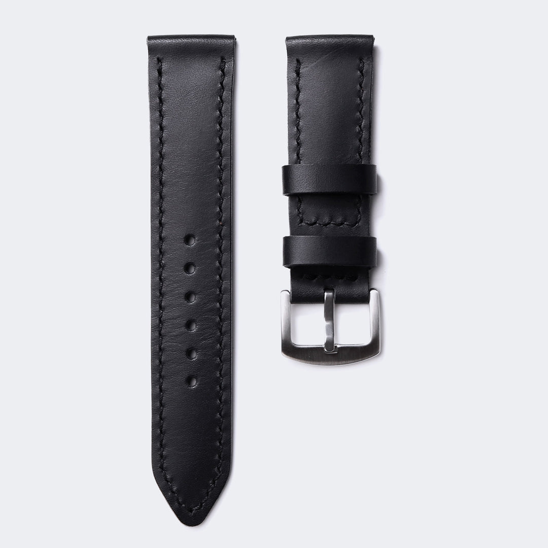 Custom Made Leather Watch Strap - Black