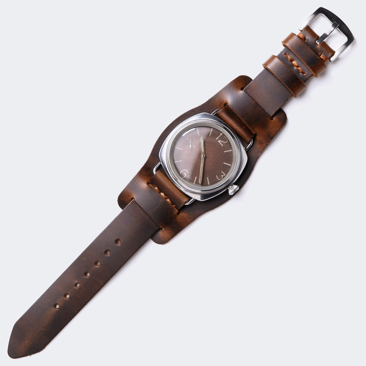Leather Bund Watch Strap - Antique Brown