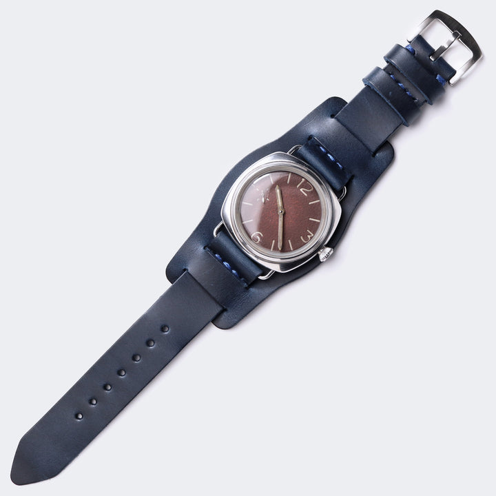 Leather Bund Watch Strap - Indigo Blue