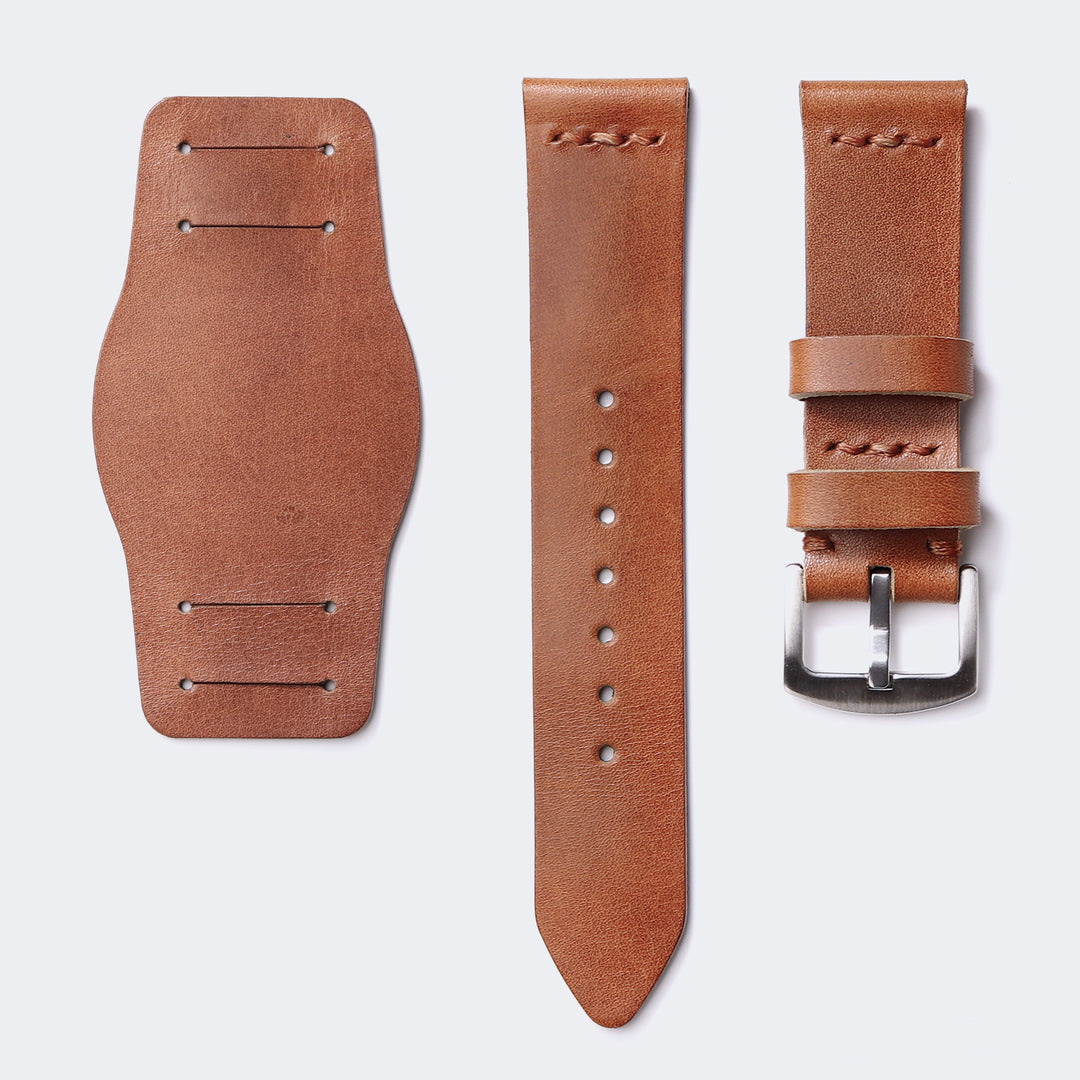 Leather Bund Watch Strap - Tan