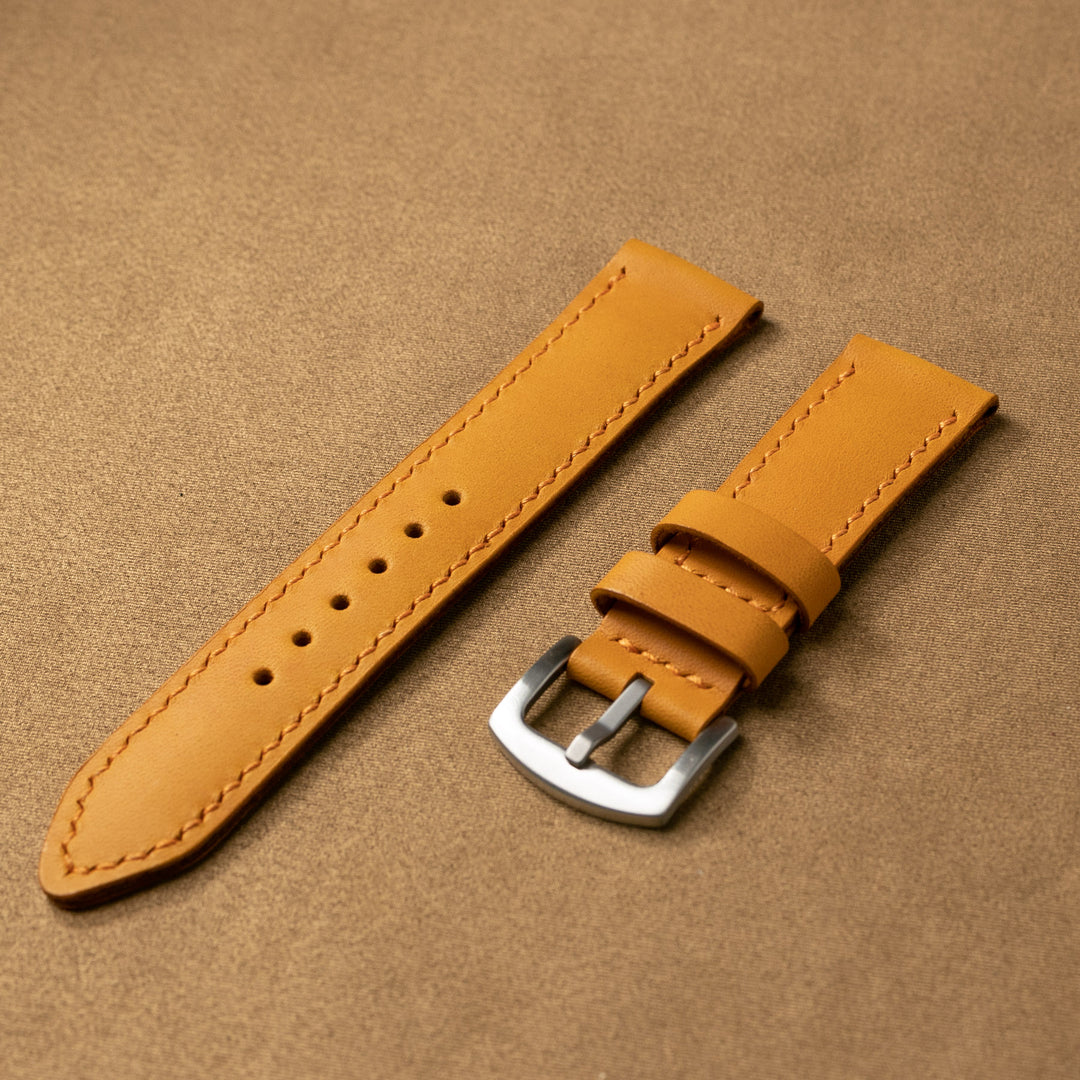 Custom Made VegTan Leather Watch Strap - Sunflower