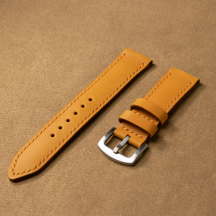 Custom Made VegTan Leather Watch Strap - Sunflower