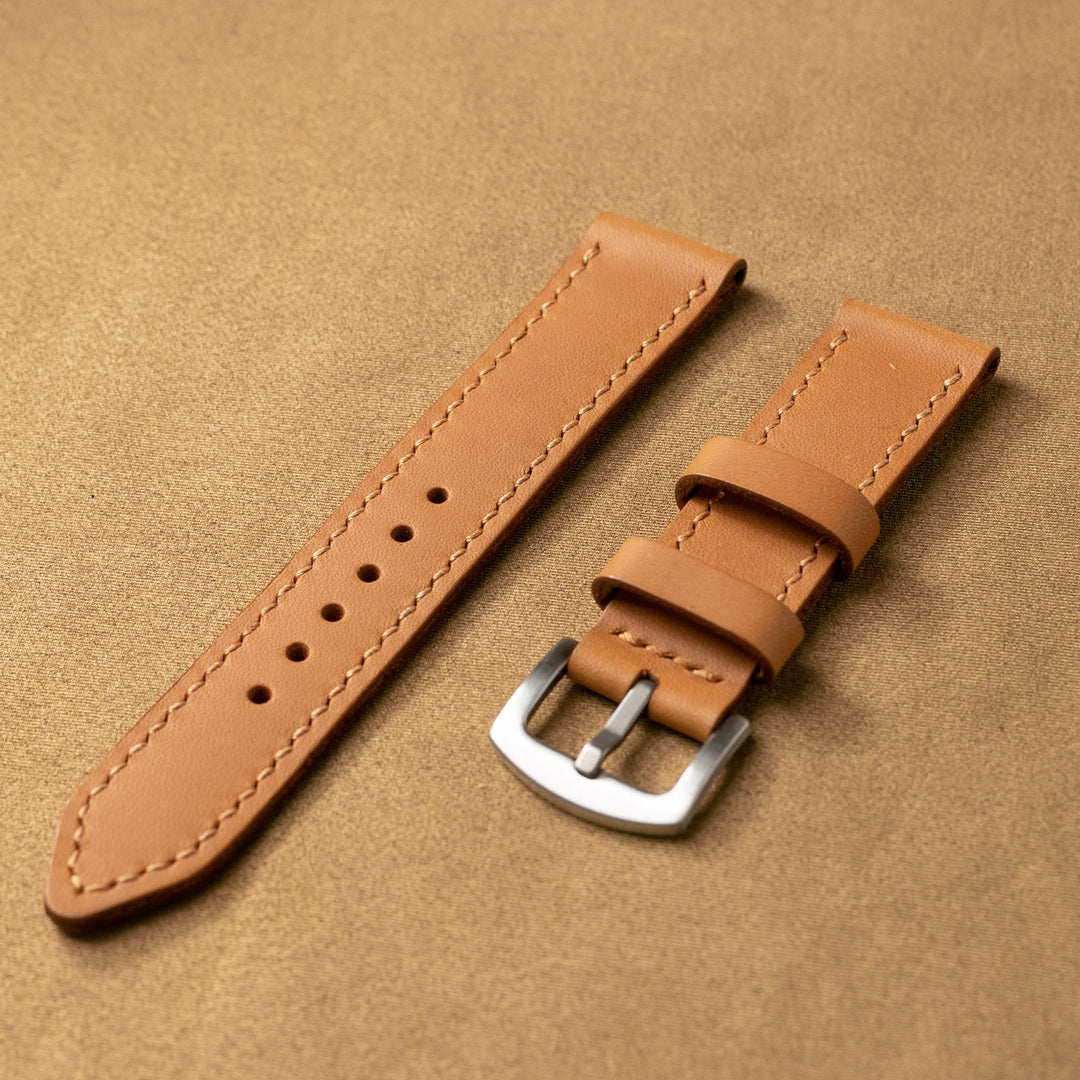 Custom Made VegTan Leather Watch Strap - Apricot