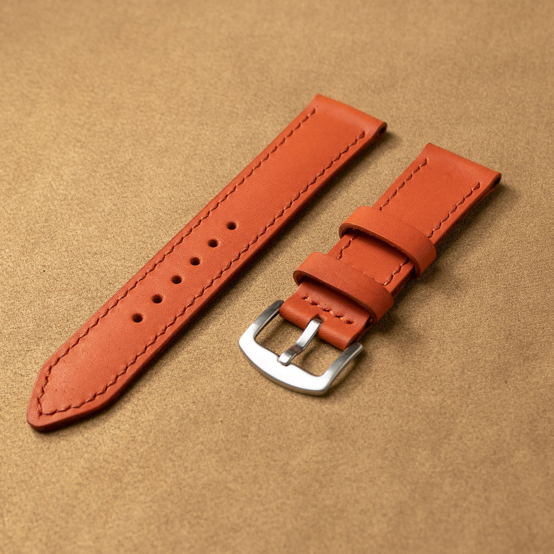 Custom Made VegTan Leather Watch Strap - Orange