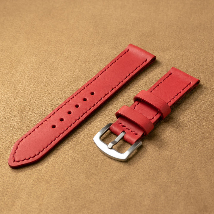 Custom Made VegTan Leather Watch Strap - Carmine