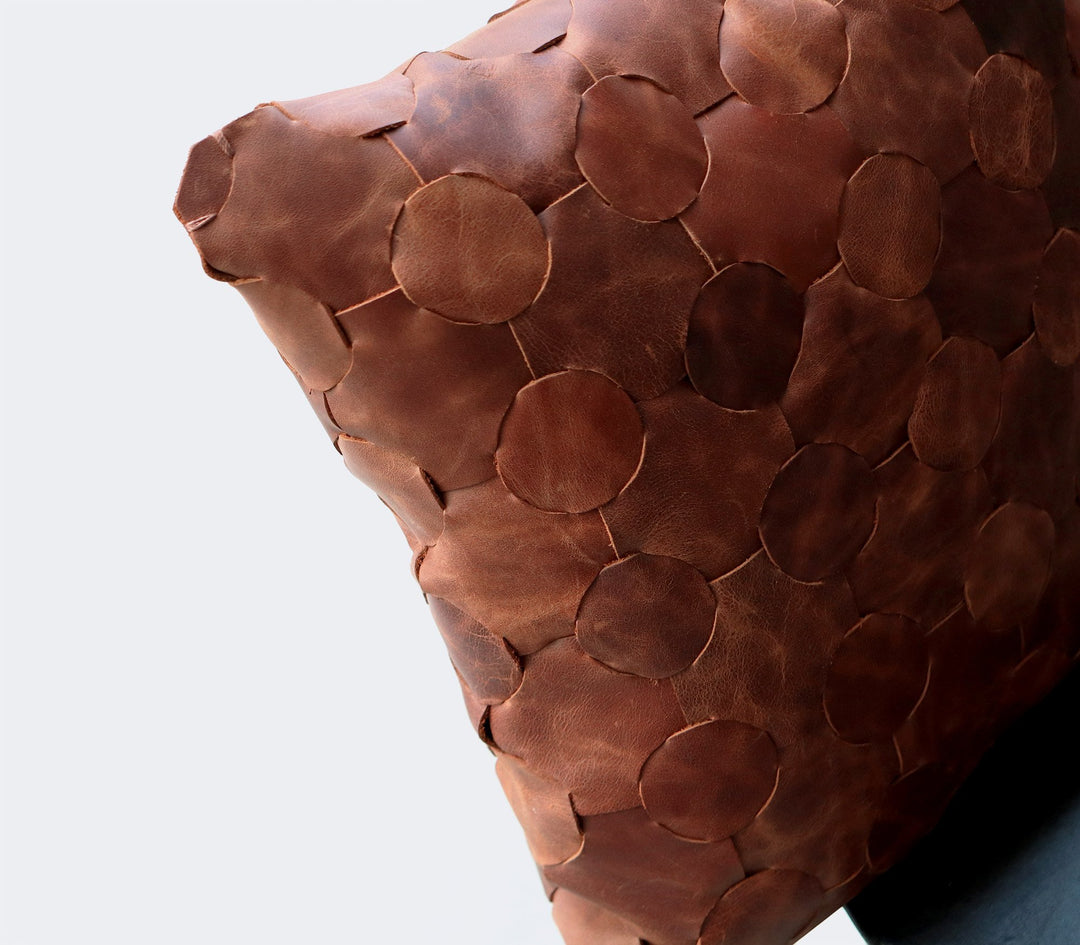 Knitted Leather Throw Pillow