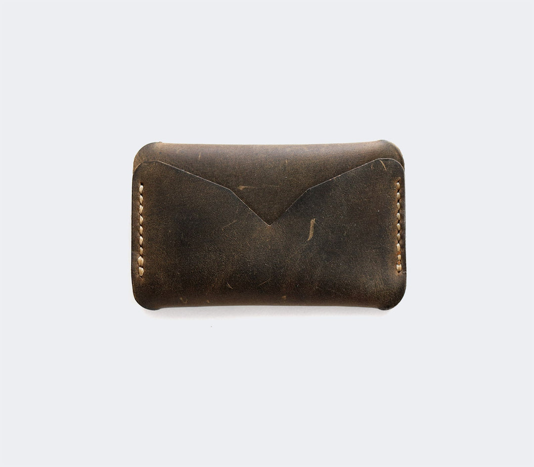 Leather Mini Card Holder - Troya Green 